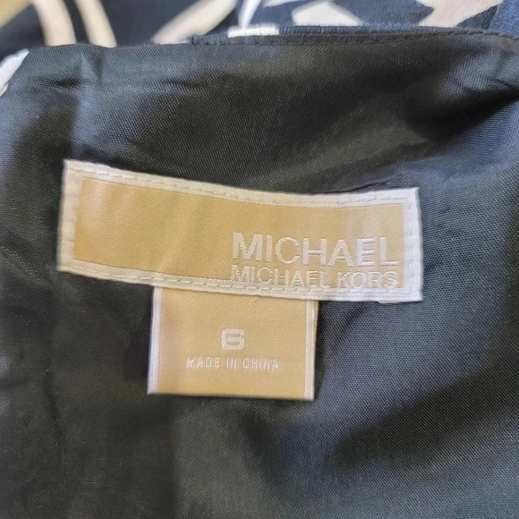 Michael Kors Black White Abstract Womens Sleeveless Casual Dress Buttons Pleat 6 - Picture 2 of 12